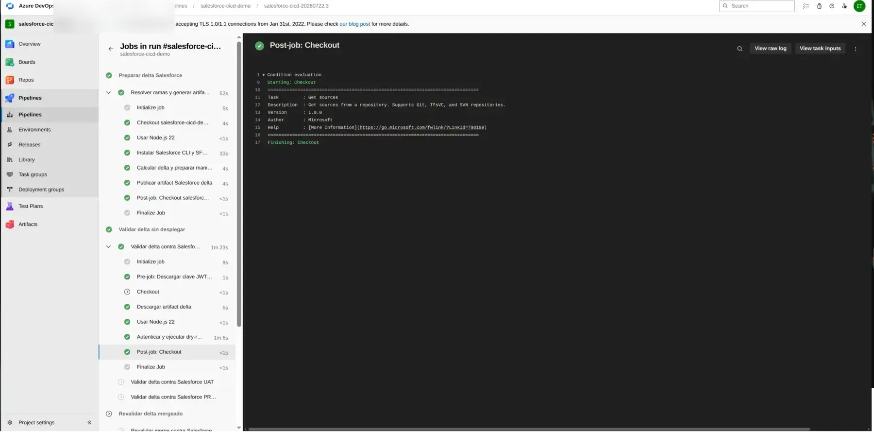 Successful Azure DevOps pipeline validation jobs